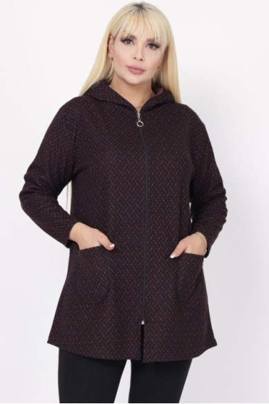 Raštuotas užtraukiamas džemperis su gobtuvu