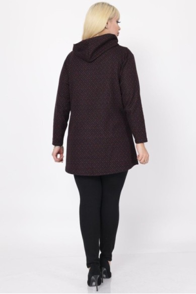 Raštuotas užtraukiamas džemperis su gobtuvu