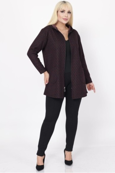 Raštuotas užtraukiamas džemperis su gobtuvu