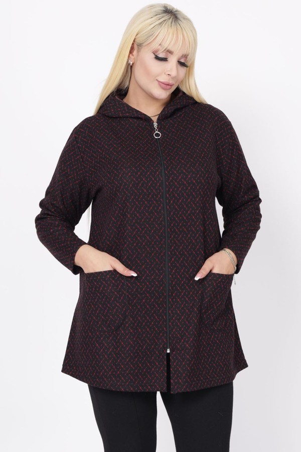 Raštuotas užtraukiamas džemperis su gobtuvu