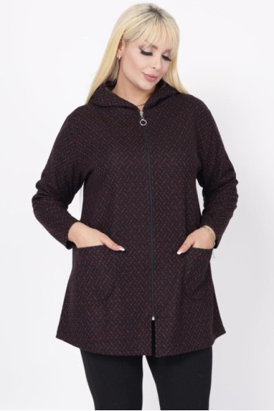 Raštuotas užtraukiamas džemperis su gobtuvu