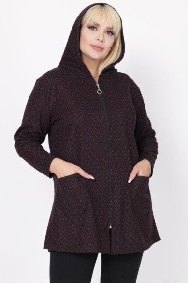 Raštuotas užtraukiamas džemperis su gobtuvu