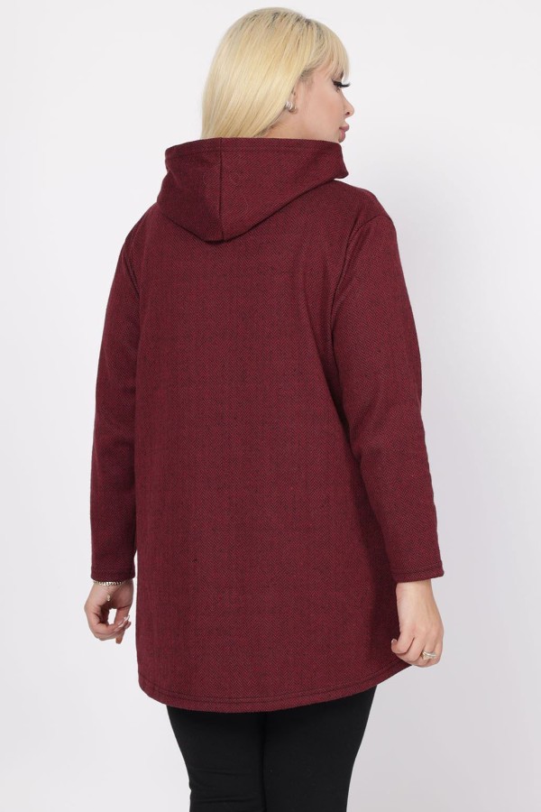 Tamsiai raudonas džemperis su užtrauktuku