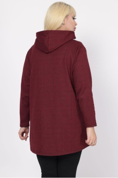 Tamsiai raudonas džemperis su užtrauktuku