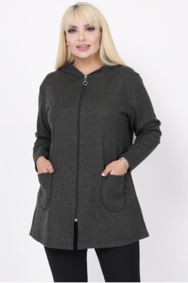 Moteriškas džemperis su užtrauktuku ir kišenėmis