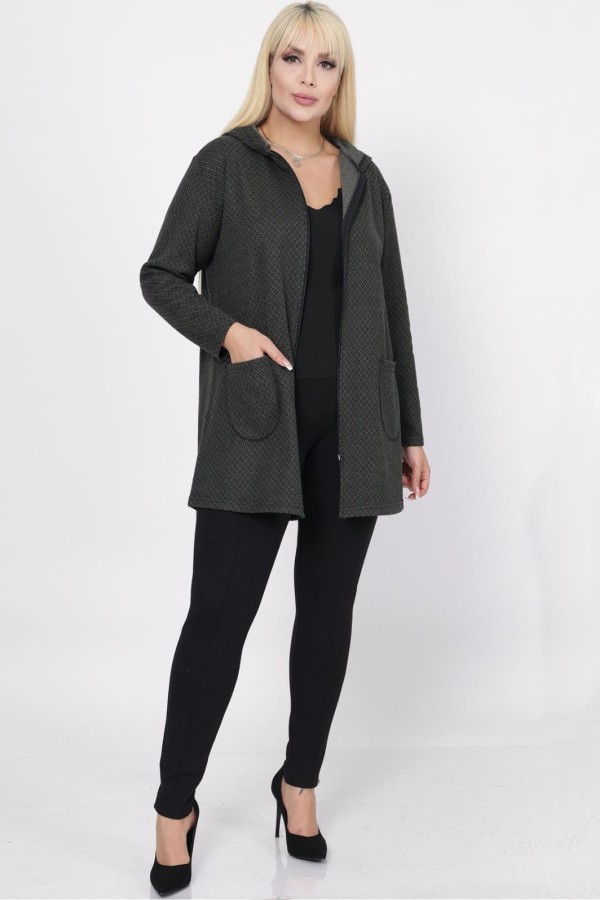 Moteriškas džemperis su užtrauktuku ir kišenėmis