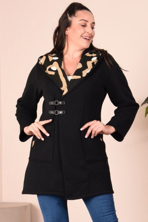 Švarkas su gobtuvu ir kišenėmis