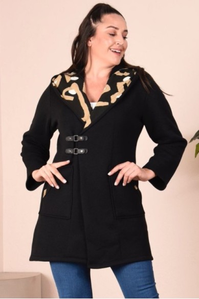 Švarkas su gobtuvu ir kišenėmis