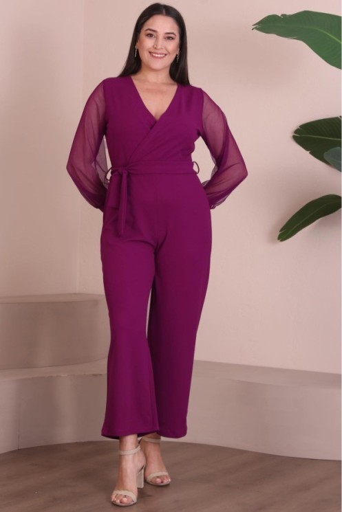 Rožinis elegantiškas kombinezonas su dirželiu 2