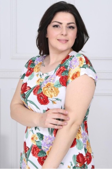 Gėlėta medvilnės suknelė apkūnioms