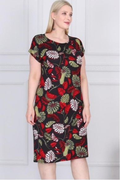 Marga viskozės suknelė trumpomis rankovėmis