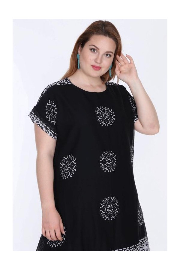 Dvisluoksnė medvilnės suknelė apkūnioms