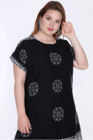 Dvisluoksnė medvilnės suknelė apkūnioms