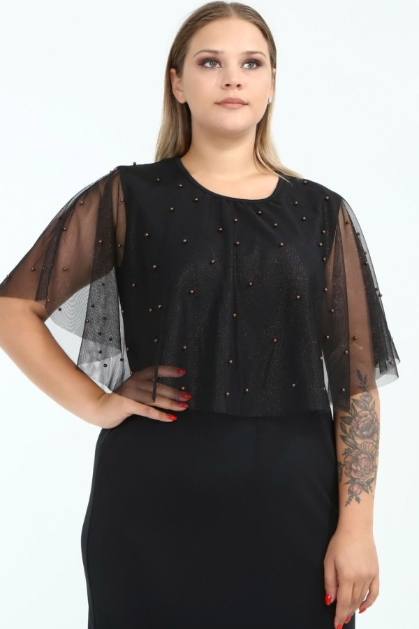 Puošni suknelė su rudais karoliukais