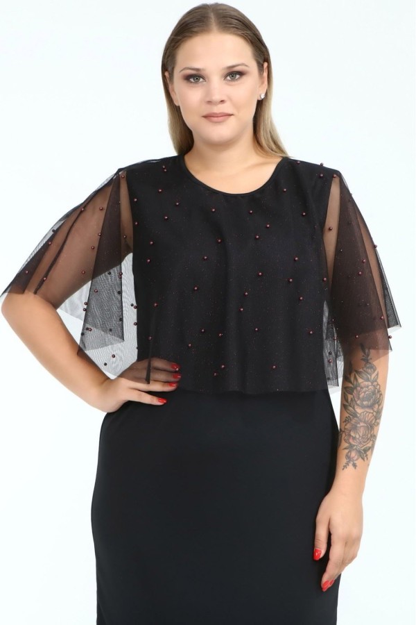 Puošni suknelė su bordiniais karoliukais