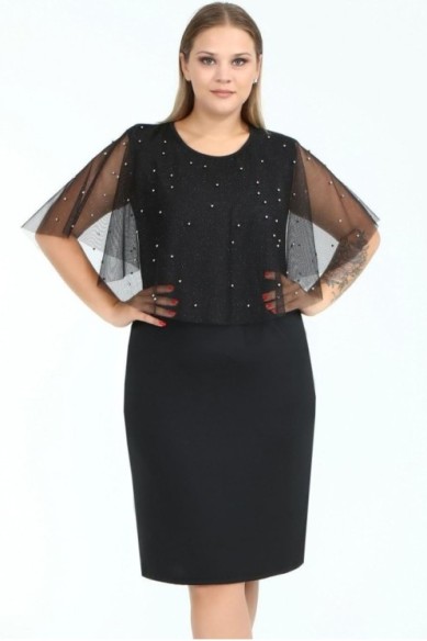 Juoda puošni suknelė su karoliukais