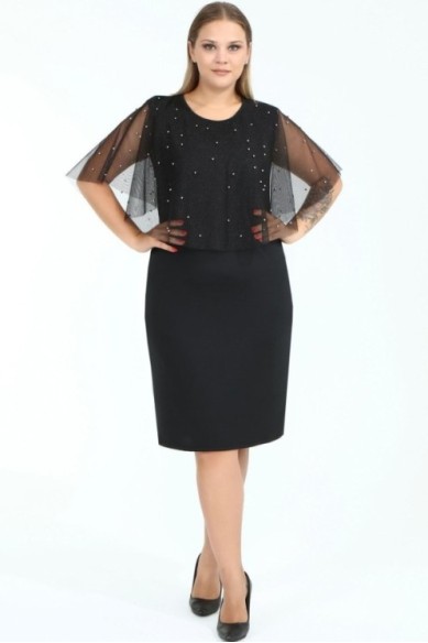 Juoda puošni suknelė su karoliukais