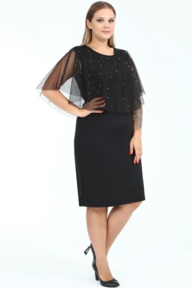 Juoda puošni suknelė su karoliukais