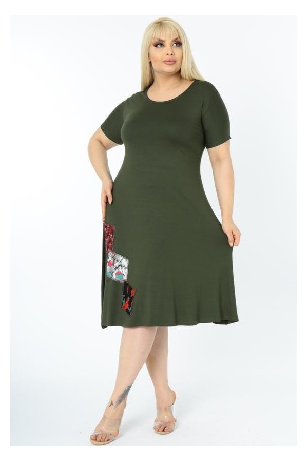 Viskozės suknelė apvalia apykakle