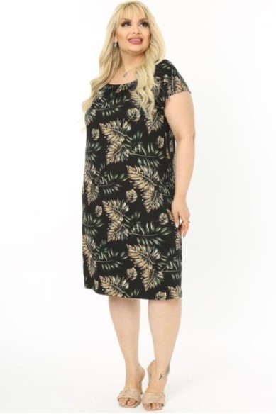 Marga viskozinė suknelė trumpomis rankovėmis