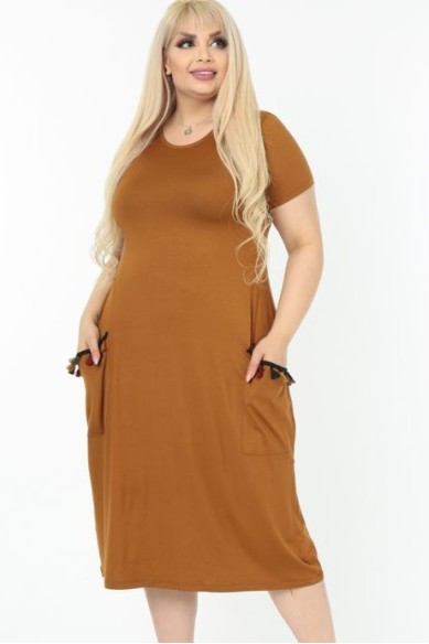 Karamelės spalvos suknelė iš viskozės