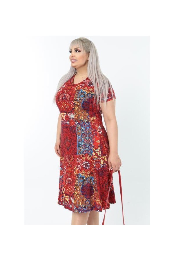 Raštuota suknelė trumpomis rankovėmis