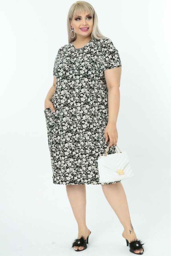 Gėlėta baliono formos suknelė