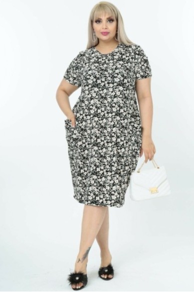 Gėlėta baliono formos suknelė