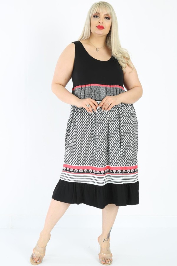 Raštuota suknelė be rankovių