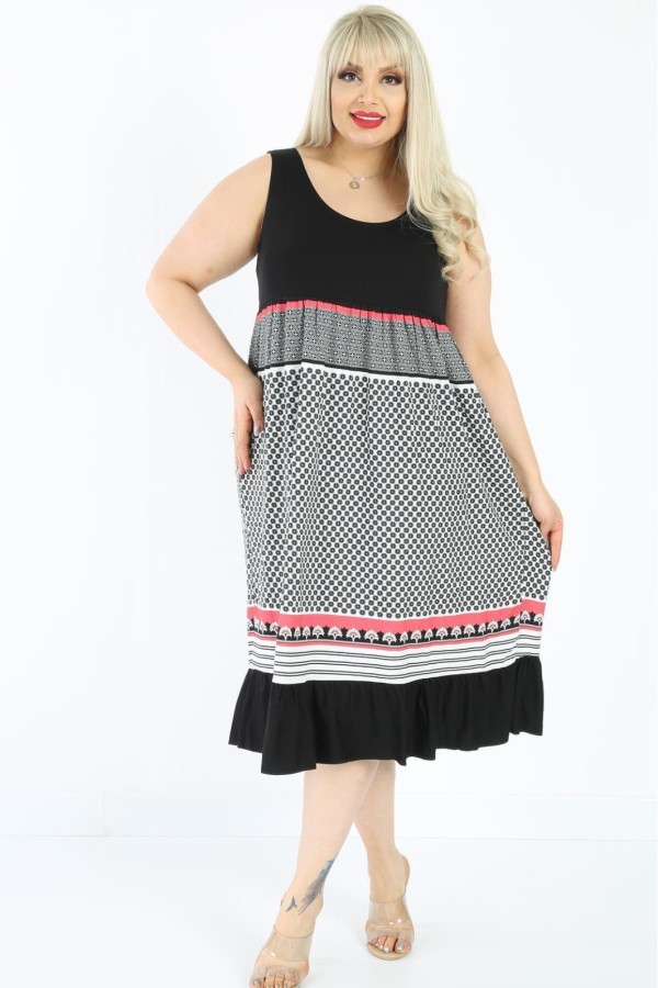 Raštuota suknelė be rankovių