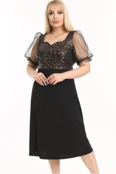 Puošni suknelė pūstomis tiulo rankovėlėmis