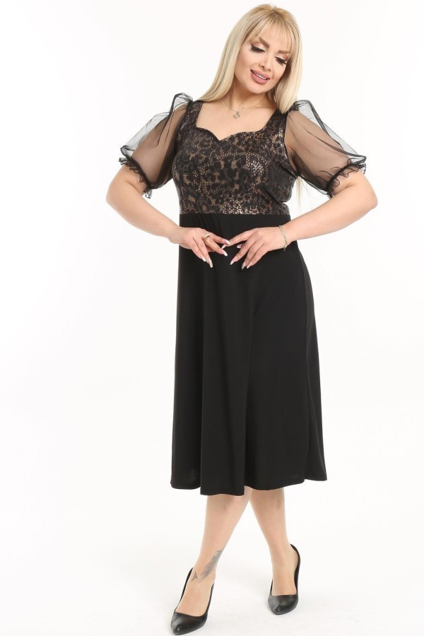 Puošni suknelė pūstomis tiulo rankovėlėmis