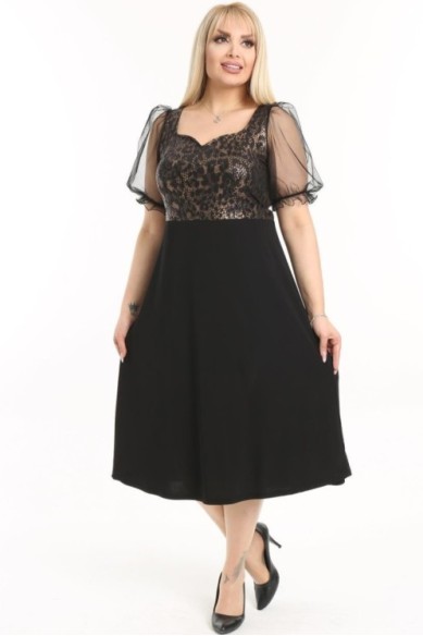 Puošni suknelė pūstomis tiulo rankovėlėmis