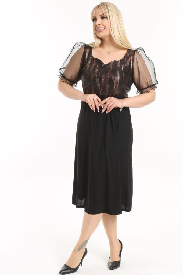 Elegantiška suknelė su tiulo rankovėmis