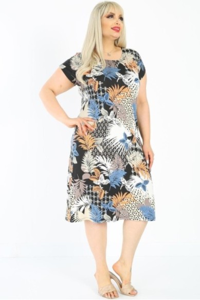 Paprasta stiliaus suknelė trumpomis rankovėmis