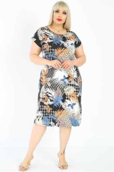 Paprasta stiliaus suknelė trumpomis rankovėmis