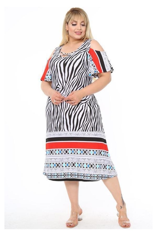 Raštuota medvilninė suknelė apkūnioms