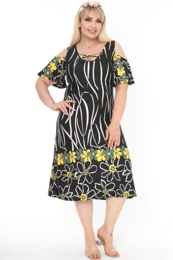 Raštuota suknelė iš viskozės