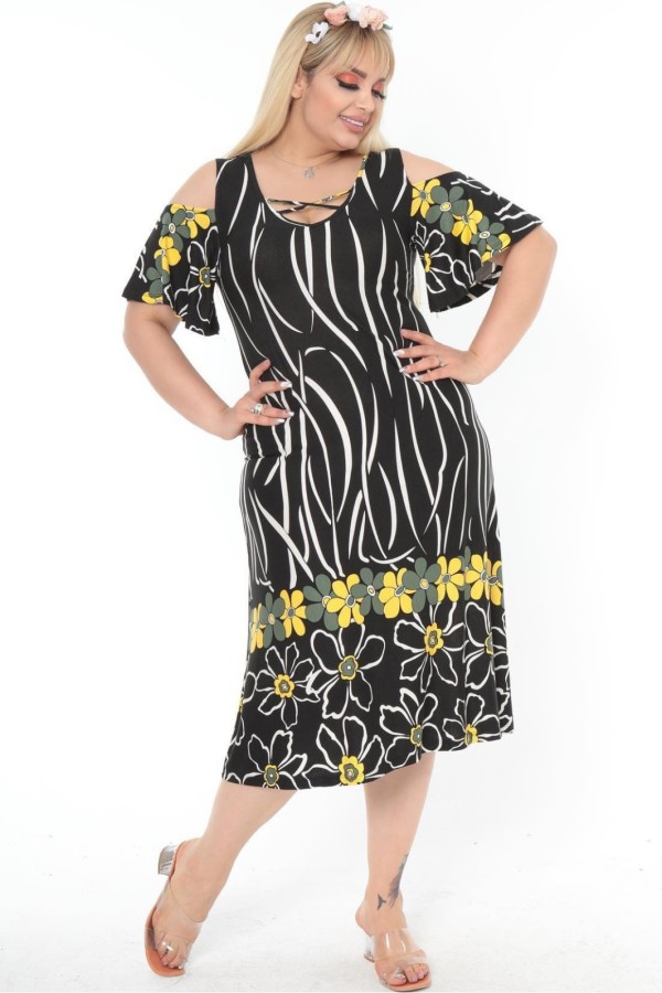 Raštuota suknelė iš viskozės