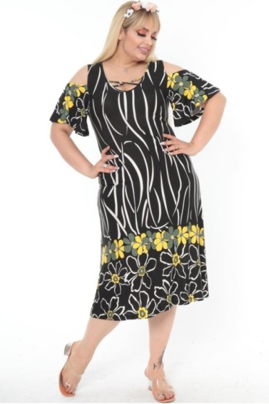 Raštuota suknelė iš viskozės