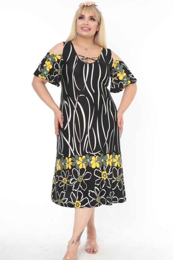 Raštuota suknelė iš viskozės