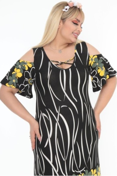 Raštuota suknelė iš viskozės