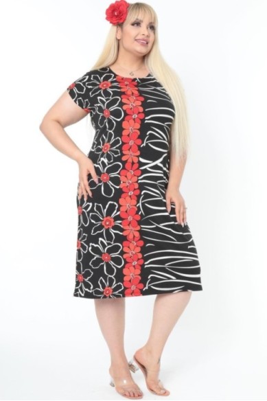 Juodai raudona suknelė su gėlytėmis
