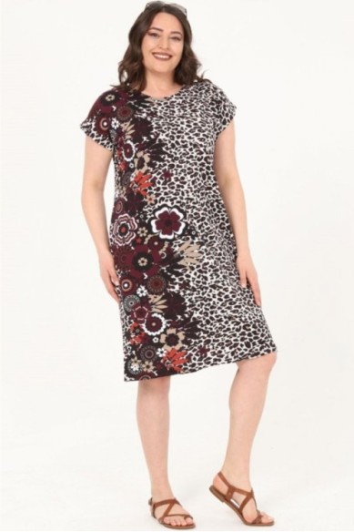 Medvilninė suknelė su gyvūnų kailio raštais