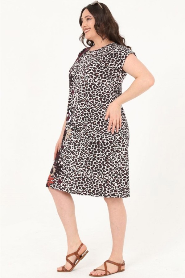 Medvilninė suknelė su gyvūnų kailio raštais