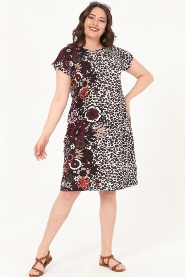 Medvilninė suknelė su gyvūnų kailio raštais