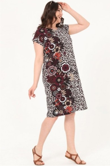 Medvilninė suknelė su gyvūnų kailio raštais