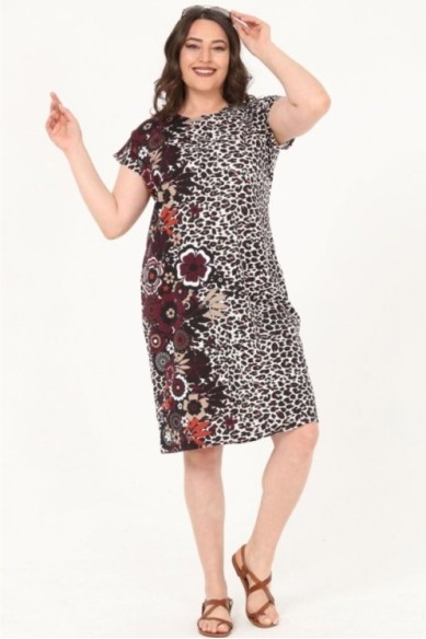 Medvilninė suknelė su gyvūnų kailio raštais