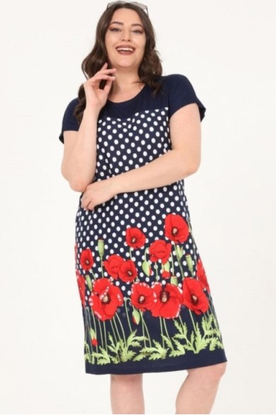 Taškuota suknelė su gėlėmis