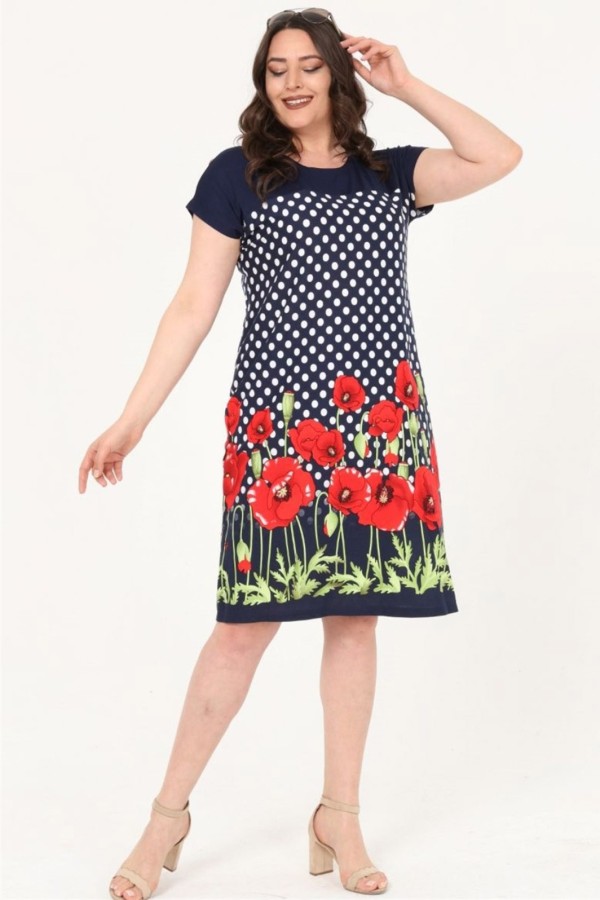 Taškuota suknelė su gėlėmis